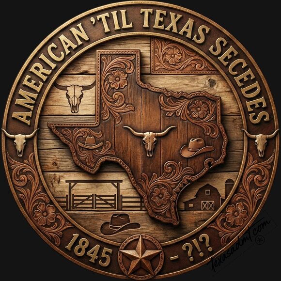 Texas Pride “American ’Til Texas Secedes” T-Shirt Western Texas State Emblem - Picture 2 of 3